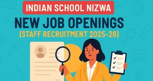 Indian School Nizwa Oman Latest Hiring